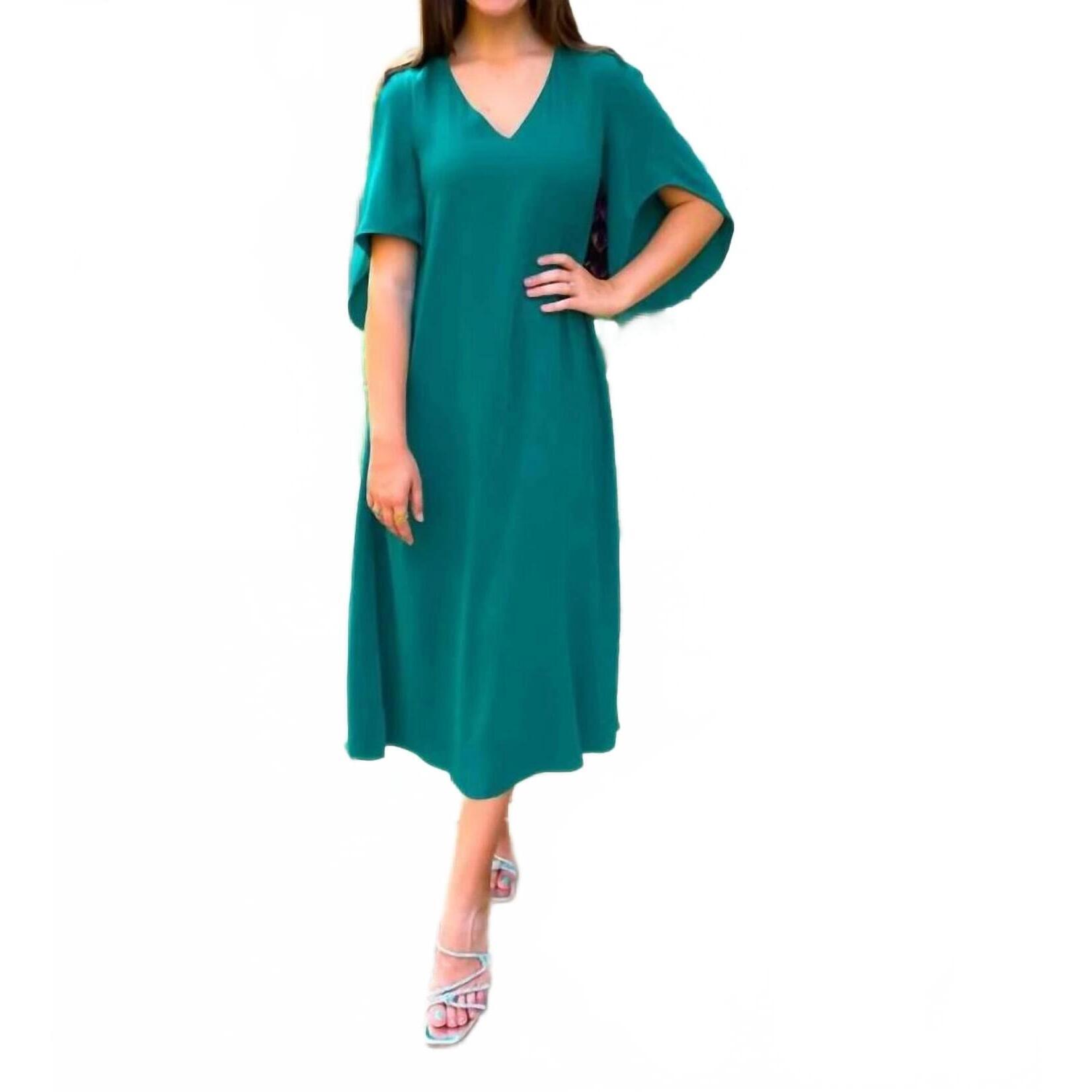 New Anna Cate Meredith Midi Short Sleeve Dress In Peacock